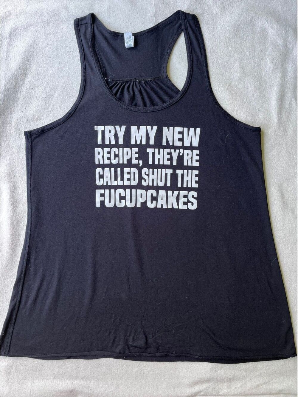 Bella Black Racerback Tank Top with Graphic Text - Size 2XL